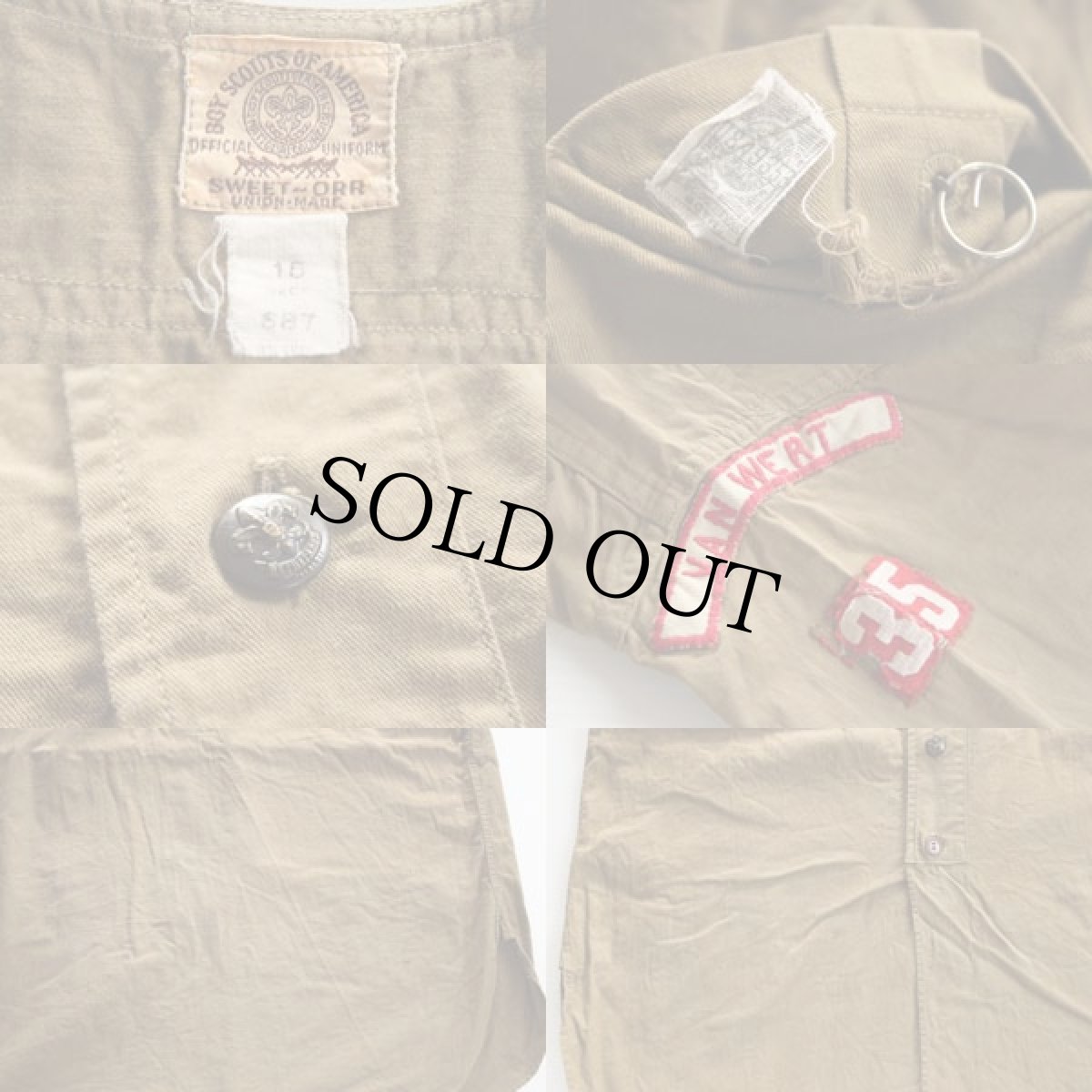 画像3: 30s BSA ボーイスカウト SWEET-ORR チェンジボタン ノーカラー 半袖 コットンシャツ 15 (3)