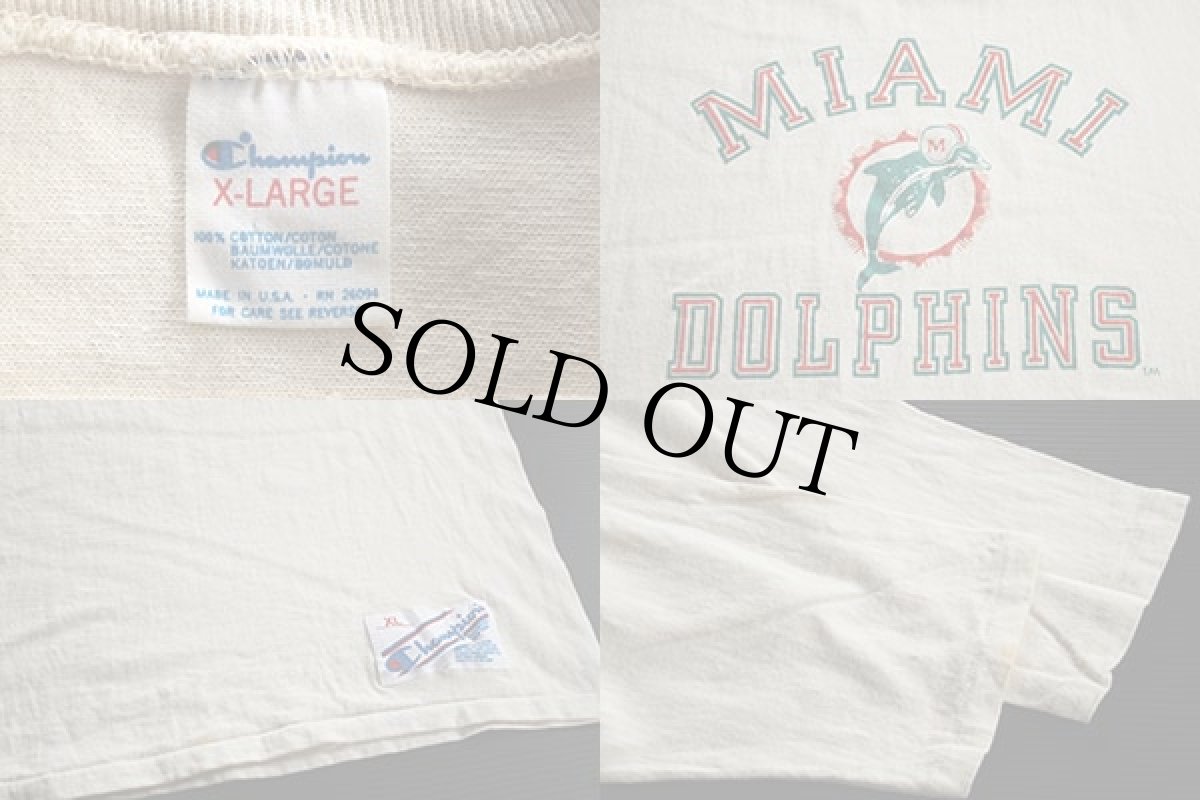 画像3: 80s USA製 Championチャンピオン MIAMI DOLPHINS フットボールTシャツ 生成り XL (3)