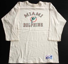 画像1: 80s USA製 Championチャンピオン MIAMI DOLPHINS フットボールTシャツ 生成り XL (1)