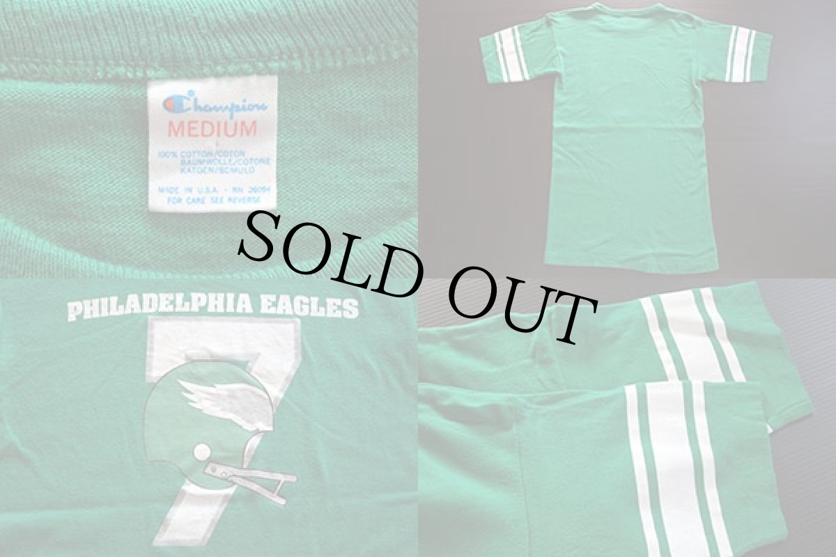 画像3: 80s USA製 Championチャンピオン NFL PHILADELPHIA EAGLES コットン フットボールTシャツ 緑 M (3)