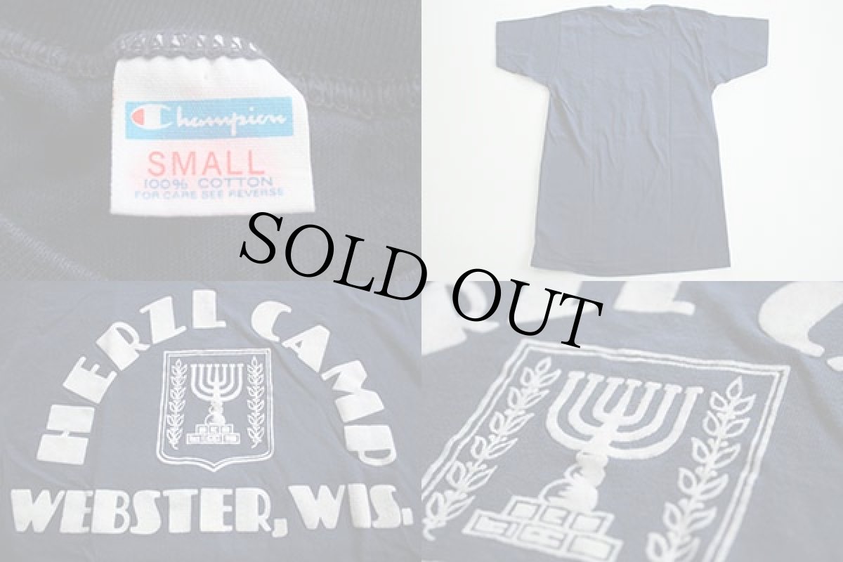 画像3: 70s USA製 Championチャンピオン フロッキープリント コットンTシャツ 紺 S (3)