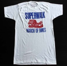 画像2: 70s SUPERWALK 染み込みプリント Tシャツ 白 S (2)