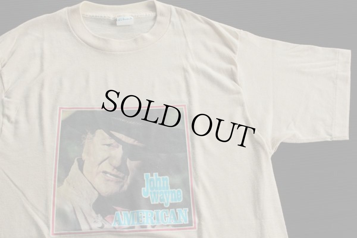 画像1: 70s USA製 JOHN WAYNEジョンウエイン フォトプリント Tシャツ ベージュ L★転写 (1)