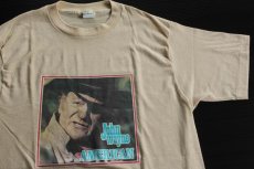 画像1: 70s USA製 JOHN WAYNEジョンウエイン フォトプリント Tシャツ ベージュ L★転写 (1)