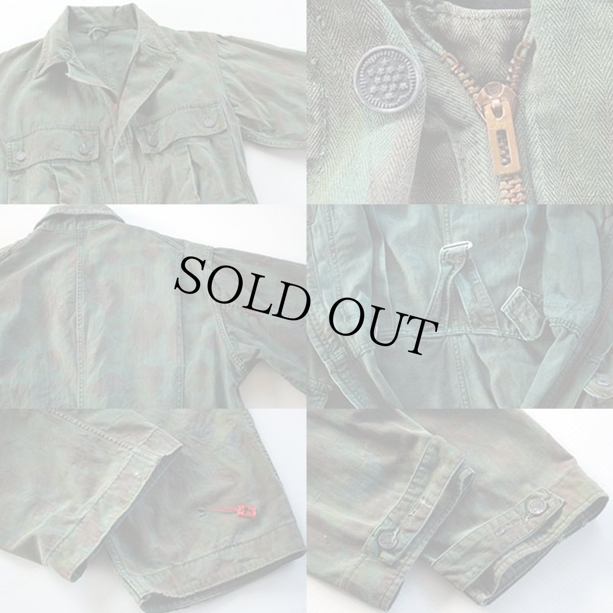 画像3: 40s 米軍 M-42 ダックハンターカモ HBT ヘリンボーンツイル オールインワン 後染め★つなぎ (3)