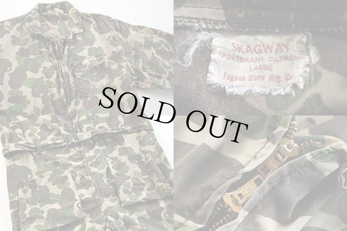 画像2: 60s SKAGWAY ダックハンターカモ コットン ハンティング オールインワン L★つなぎ (2)