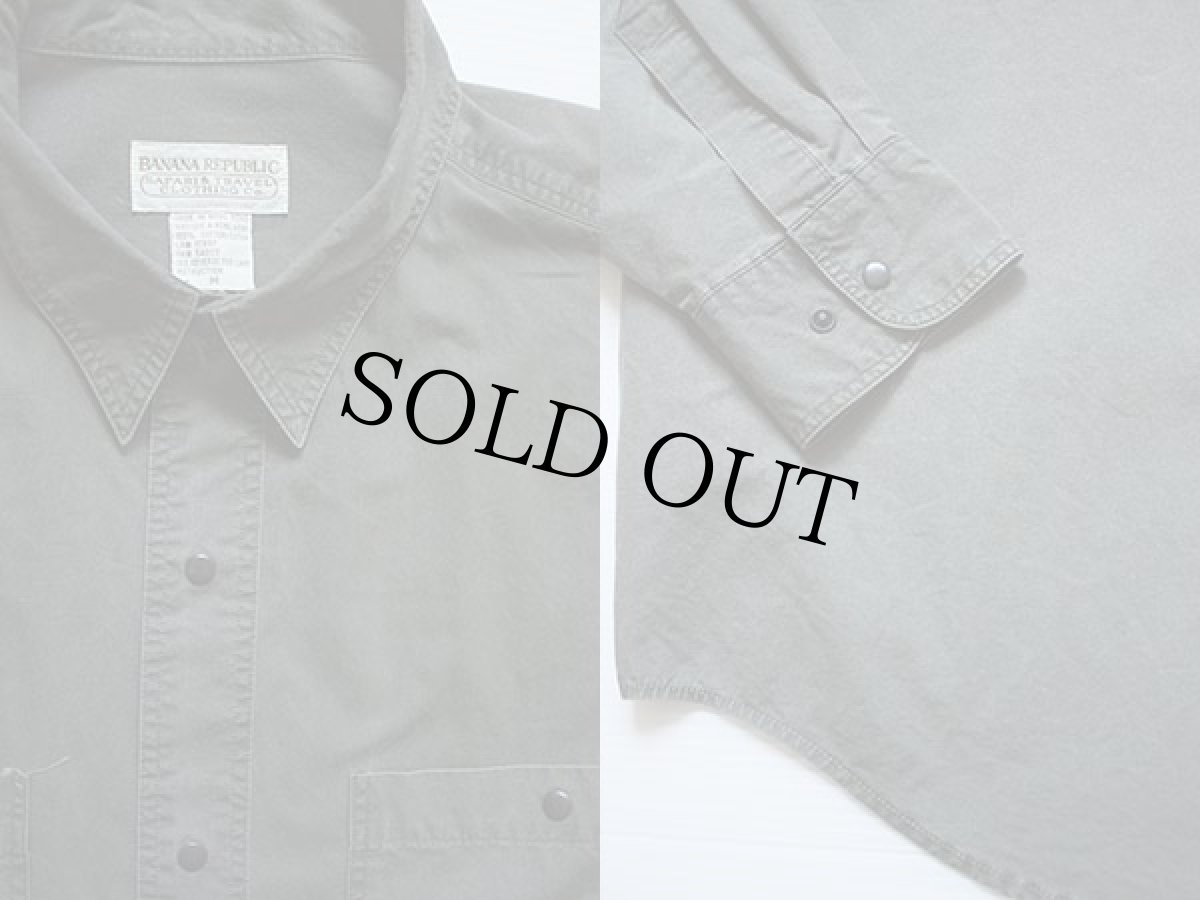 画像3: 80s BANANA REPUBLICバナナリパブリック コットンシャツ モスグリーン (3)