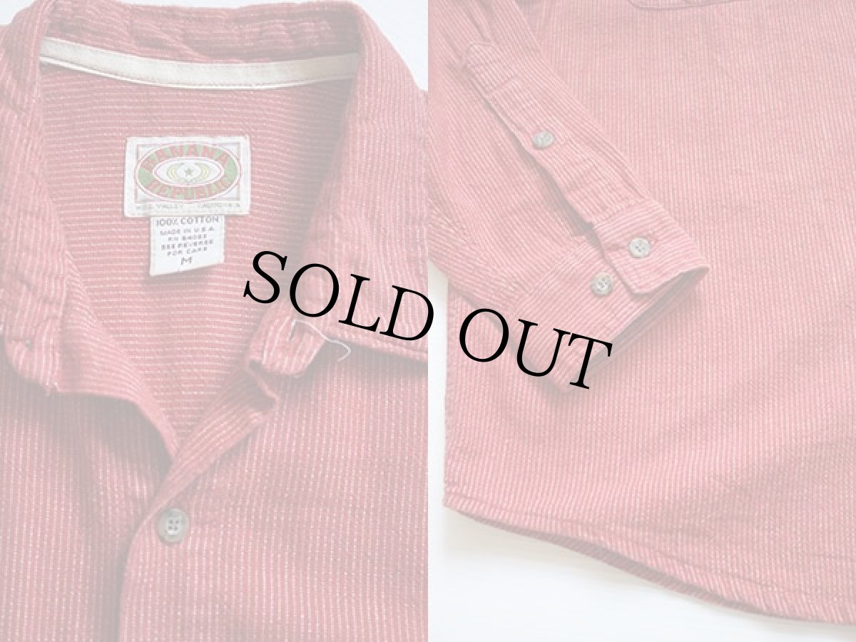 画像3: 80s USA製 BANANA REPUBLICバナナリパブリック ピンドットストライプ コットンシャツ 赤 (3)