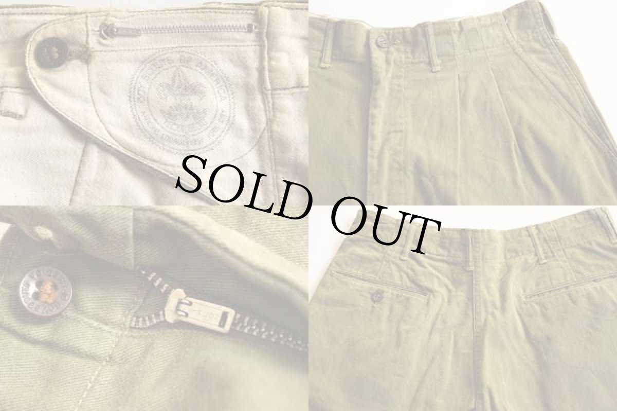 画像3: 50s BSA ボーイスカウト ツータック コットン ショートパンツ オリーブ★ショーツ (3)