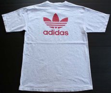 画像2: 80s USA製 adidasアディダス トレフォイル ビッグロゴ コットンTシャツ グレー XL (2)