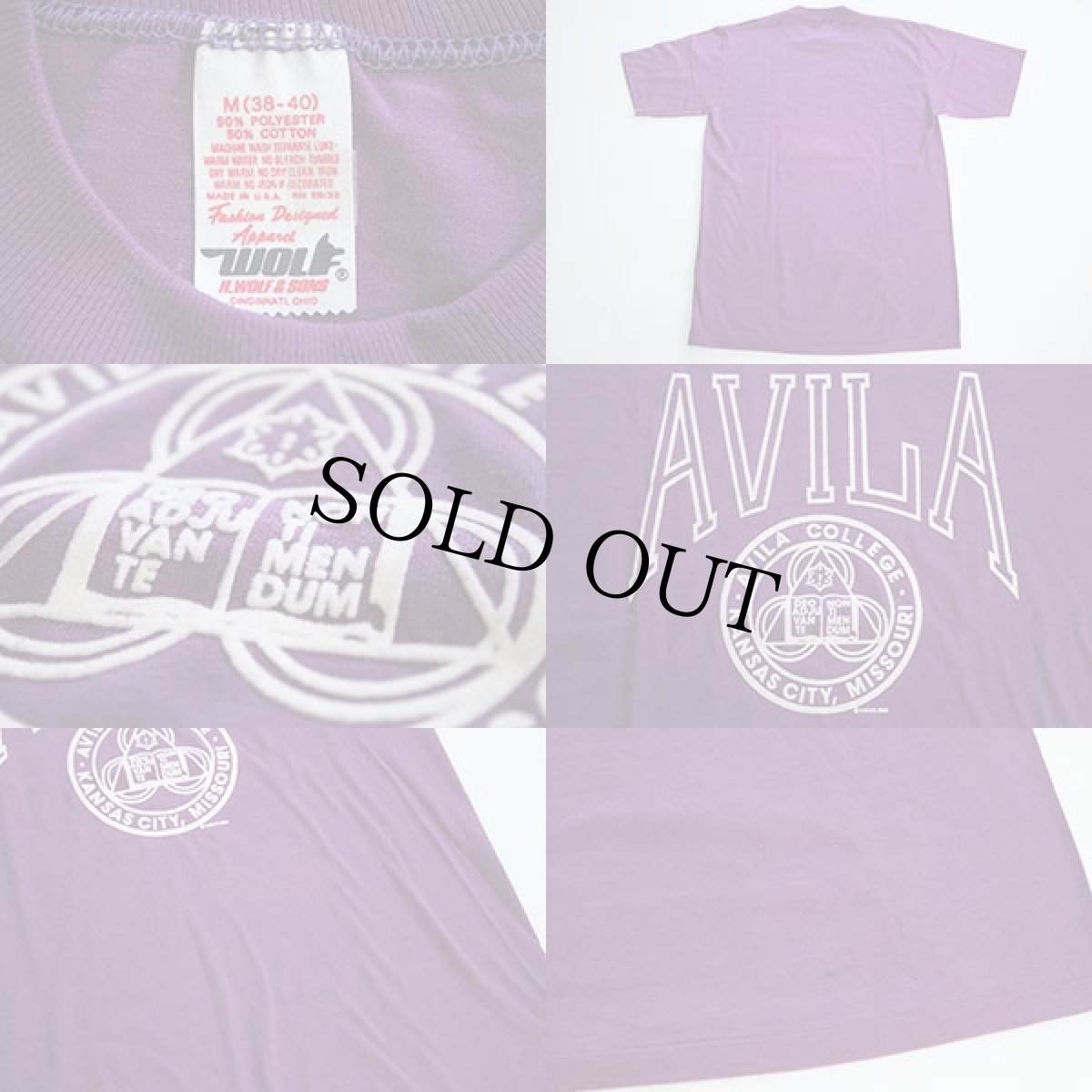 画像3: デッドストック★80s AVILA フロッキープリント Tシャツ 紫 M (3)