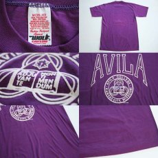 画像3: デッドストック★80s AVILA フロッキープリント Tシャツ 紫 M (3)