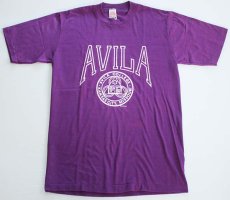 画像2: デッドストック★80s AVILA フロッキープリント Tシャツ 紫 M (2)
