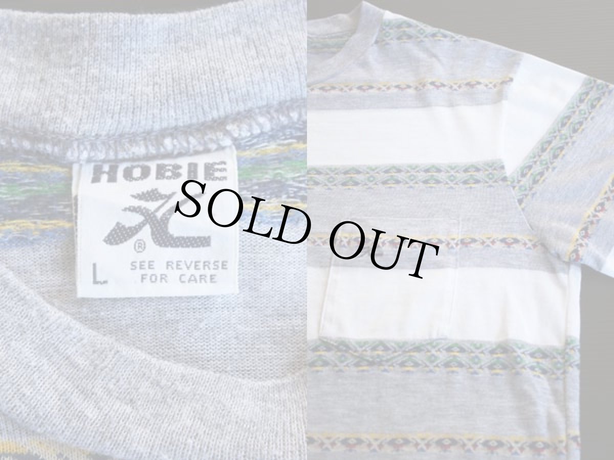 画像3: 70s HOBIE ポケット付き ジャガードTシャツ L (3)