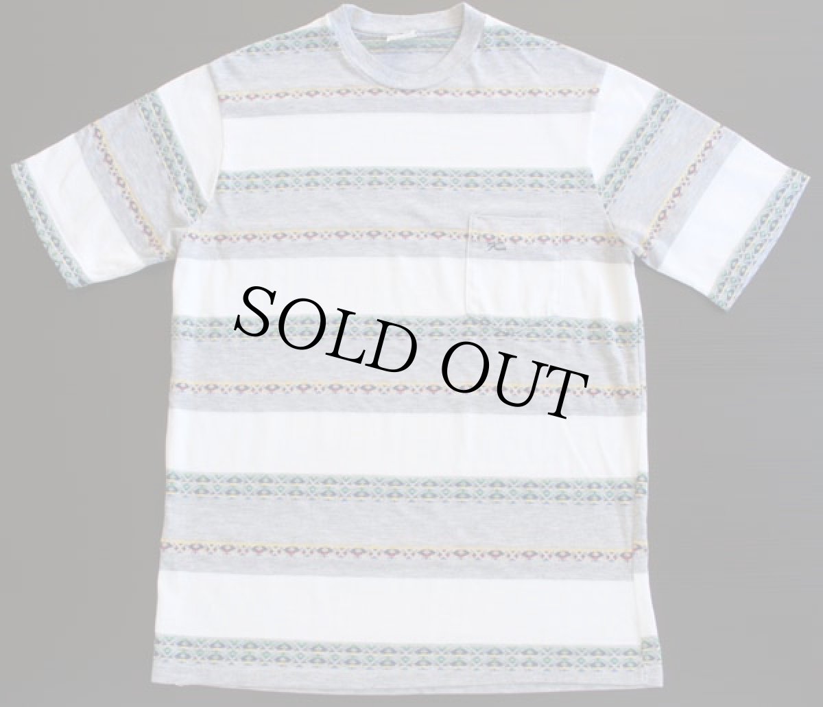 画像2: 70s HOBIE ポケット付き ジャガードTシャツ L (2)