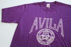 画像1: デッドストック★80s AVILA フロッキープリント Tシャツ 紫 M (1)