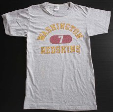 画像2: 80s USA製 Championチャンピオン NFL WASHINGTON REDSKINS 染み込みプリントTシャツ 杢グレー M (2)