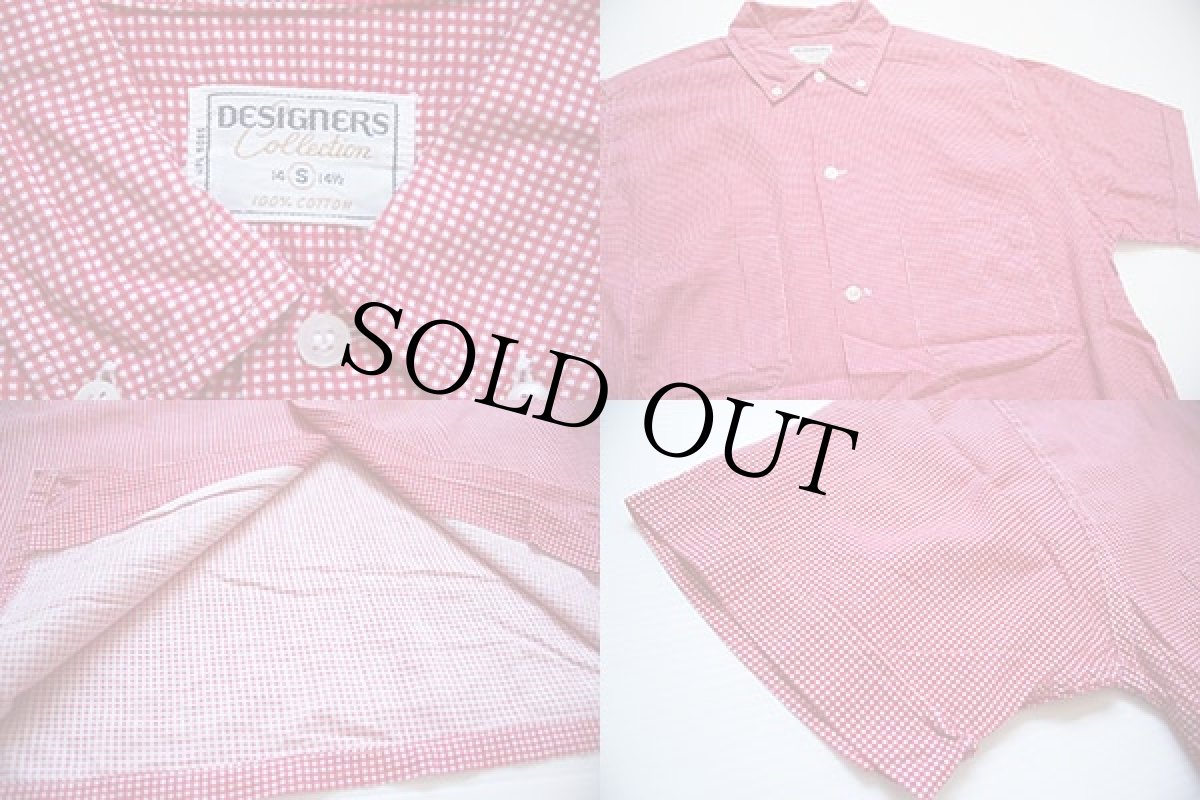 画像3: 60s ギンガムチェック ボタンダウン コットンシャツ 赤×白 S (3)