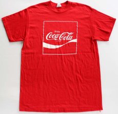 画像1: 80s Coca-Colaコカコーラ ロゴ Tシャツ 赤 L (1)