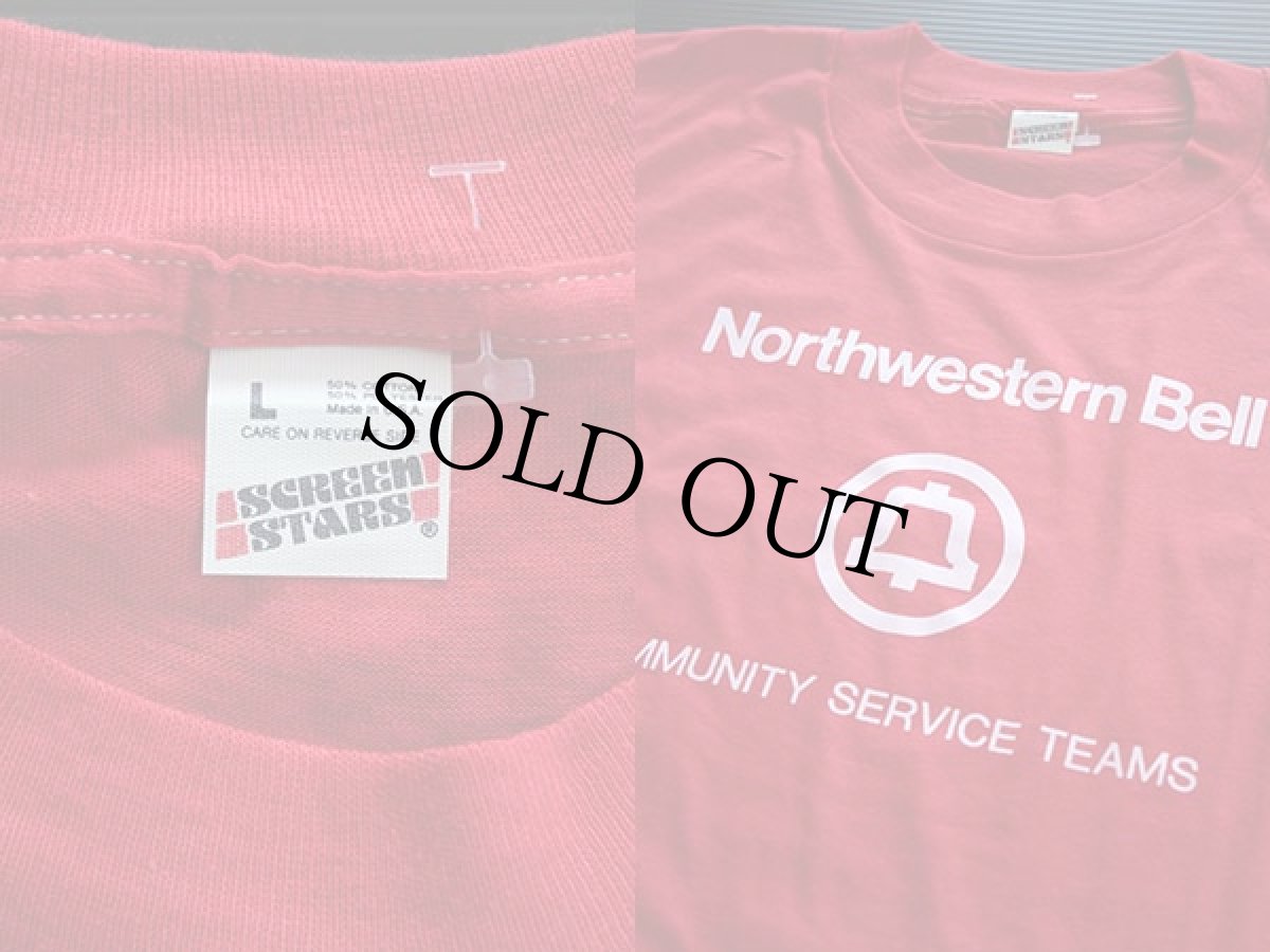 画像3: デッドストック★80s USA製 Northwestern Bell Tシャツ 赤 L (3)