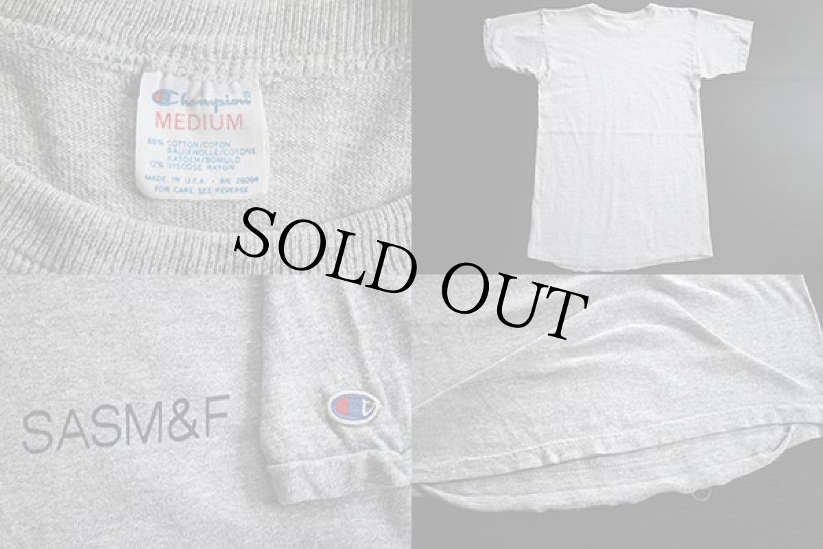 画像3: 80s USA製 Championチャンピオン SASM&F 染み込みプリント 88/12 Tシャツ 杢グレー M (3)