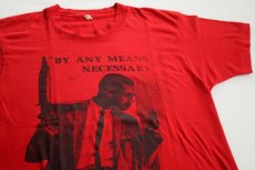 画像1: 80s USA製 BY ANY MEANS NECESSARY マルコムX Tシャツ 赤 L (1)