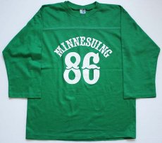 画像1: 80s USA製 ARTEX MINNESUING 86 ナンバリング フットボールTシャツ 緑 L (1)