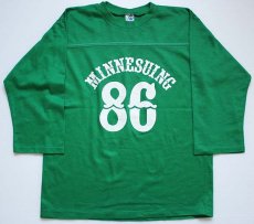 画像1: 80s USA製 ARTEX MINNESUING 86 ナンバリング フットボールTシャツ 緑 L (1)