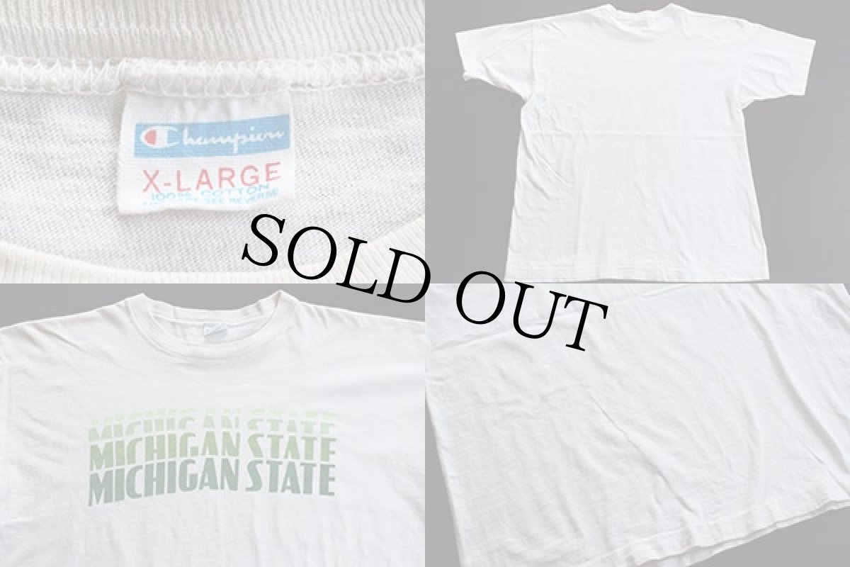 画像3: 70s USA製 Championチャンピオン MICHIGAN STATE染み込みプリント コットンTシャツ XL (3)