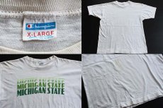 画像3: 70s USA製 Championチャンピオン MICHIGAN STATE染み込みプリント コットンTシャツ XL (3)