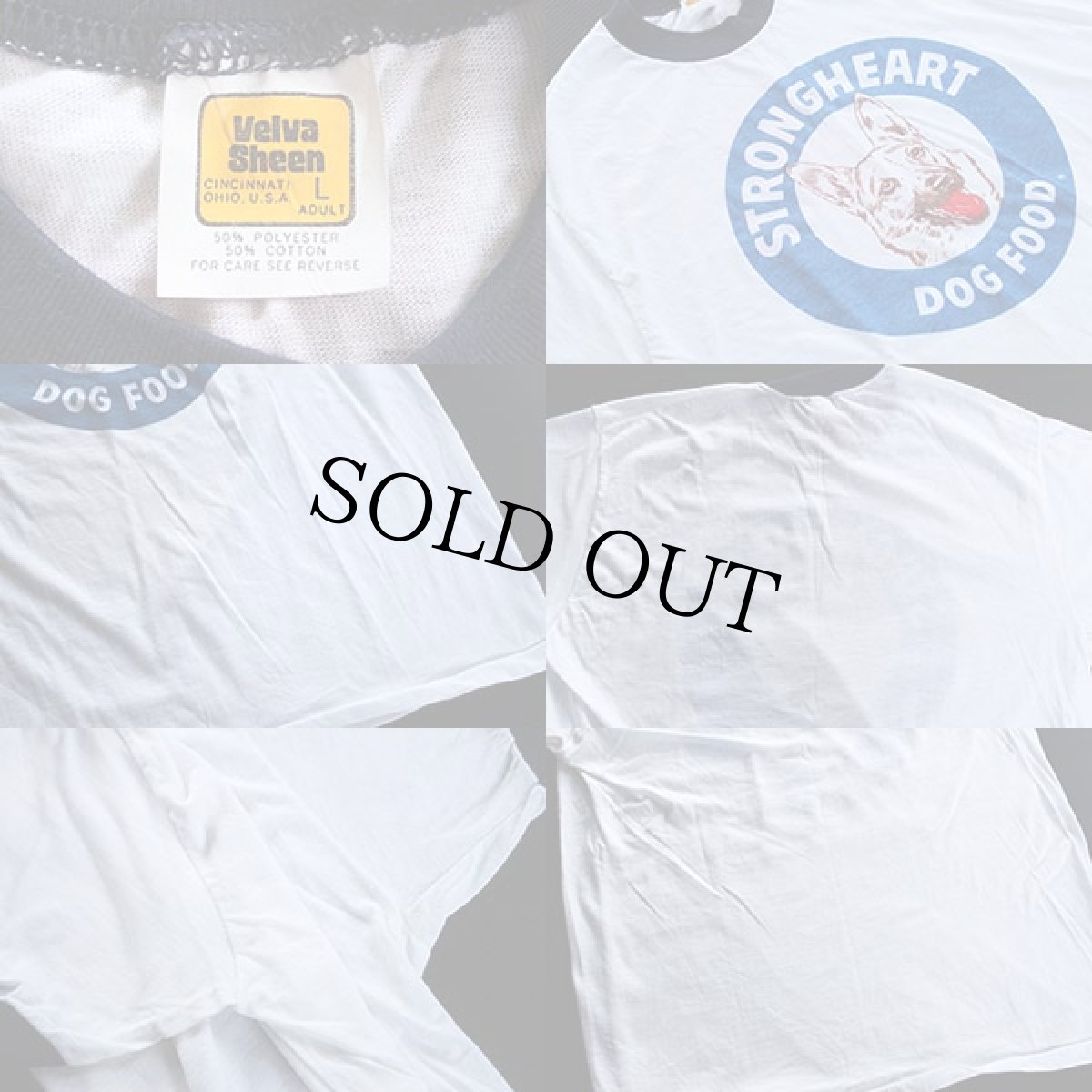 画像3: 80s USA製 Velva Sheen DOGFOOD染み込みプリント リンガーTシャツ L (3)