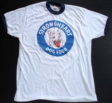 画像2: 80s USA製 Velva Sheen DOGFOOD染み込みプリント リンガーTシャツ L (2)