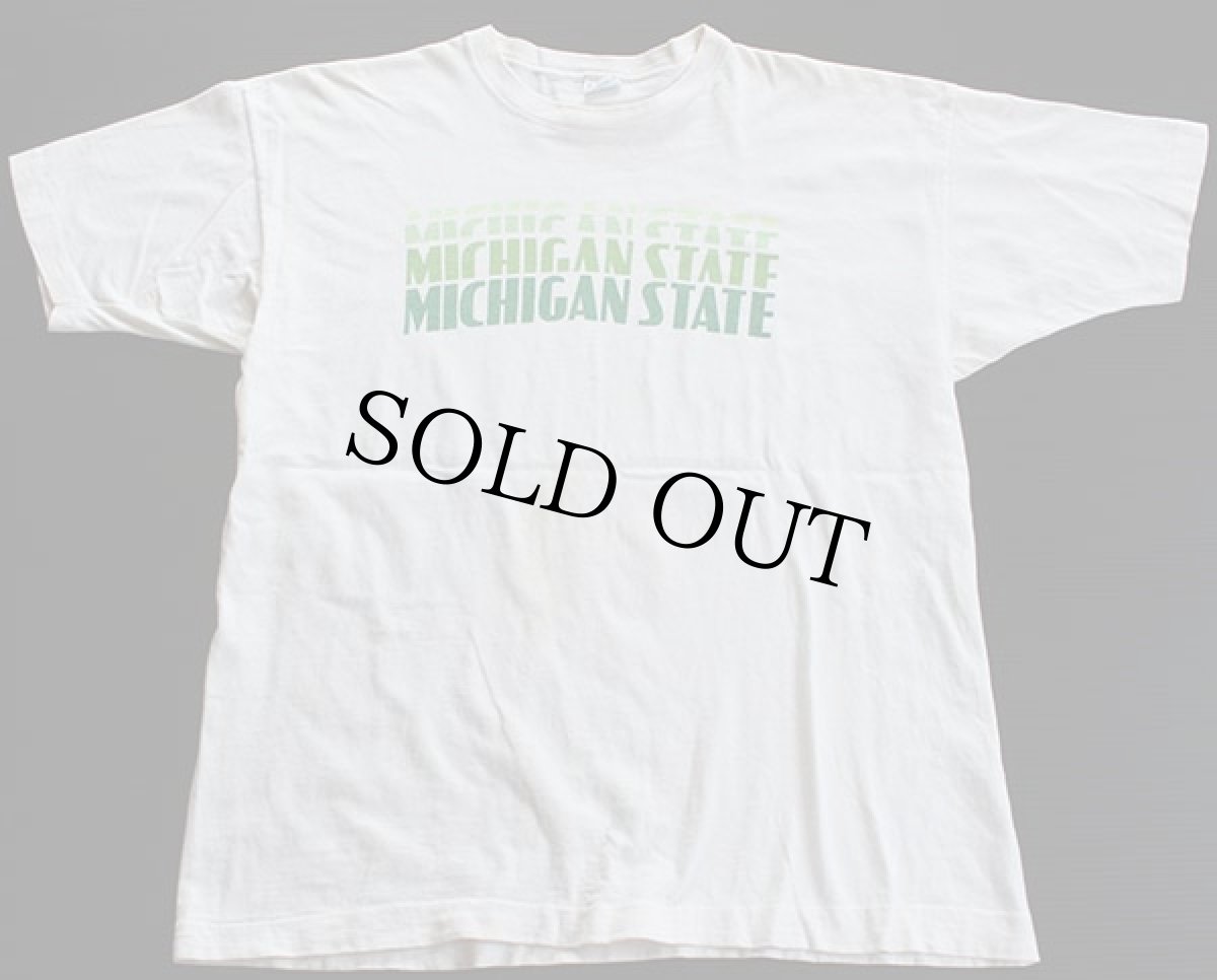 画像2: 70s USA製 Championチャンピオン MICHIGAN STATE染み込みプリント コットンTシャツ XL (2)