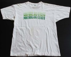 画像2: 70s USA製 Championチャンピオン MICHIGAN STATE染み込みプリント コットンTシャツ XL (2)