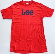 画像2: 80s USA製 Leeリー ロゴ プリントTシャツ 赤 L (2)