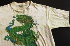 画像1: 70s crazy shirts ドラゴン 染み込みプリント タイダイ染め コットンTシャツ (1)