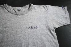 画像1: 80s USA製 Championチャンピオン SASM&F 染み込みプリント 88/12 Tシャツ 杢グレー M (1)