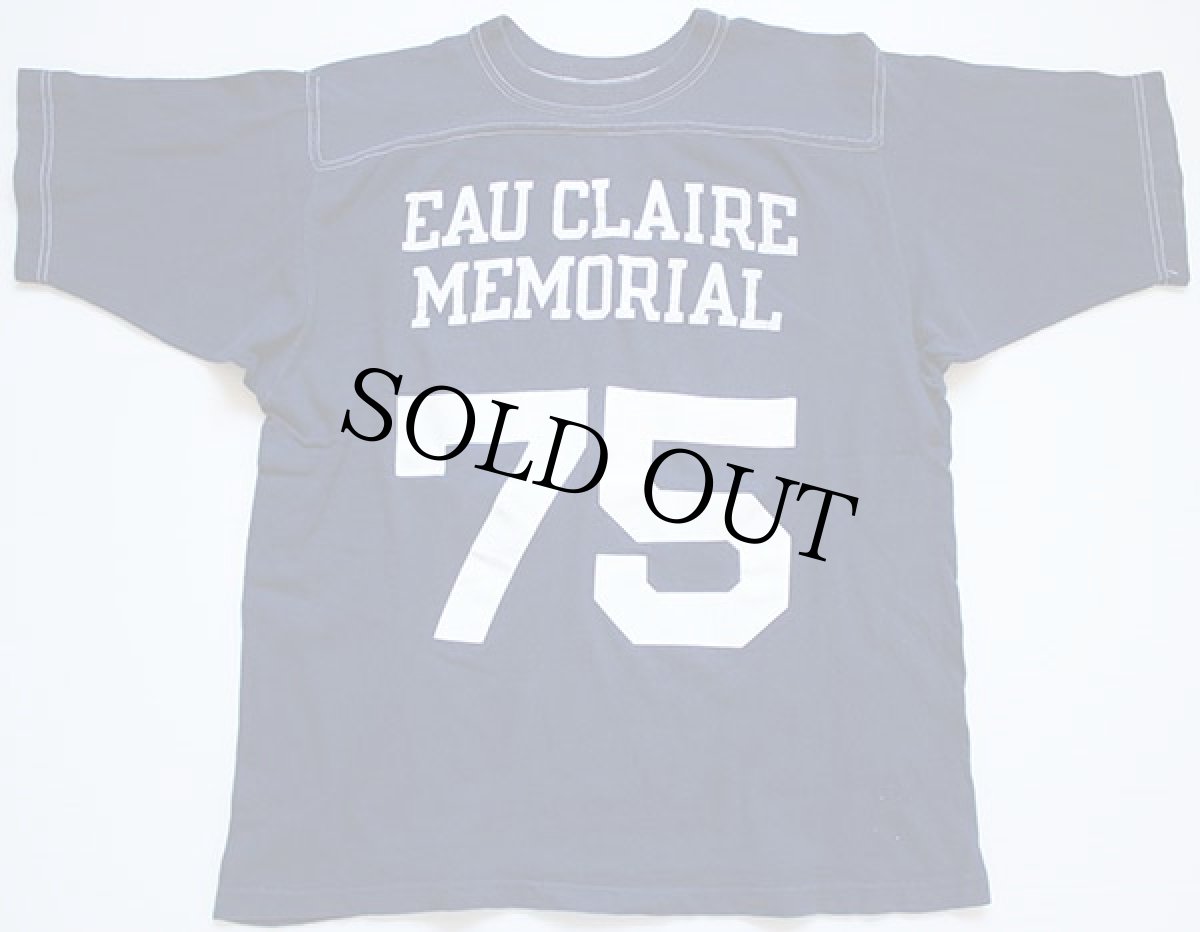 画像1: 70s USA製 Championチャンピオン 75 ナンバリング フットボールTシャツ 紺 XL (1)