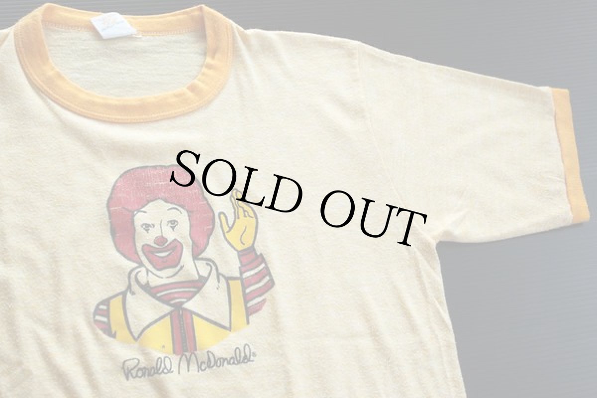 画像1: 80s USA製 McDonald'sマクドナルド リンガーTシャツ 杢イエロー (1)