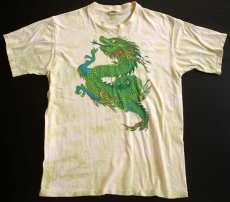 画像2: 70s crazy shirts ドラゴン 染み込みプリント タイダイ染め コットンTシャツ (2)
