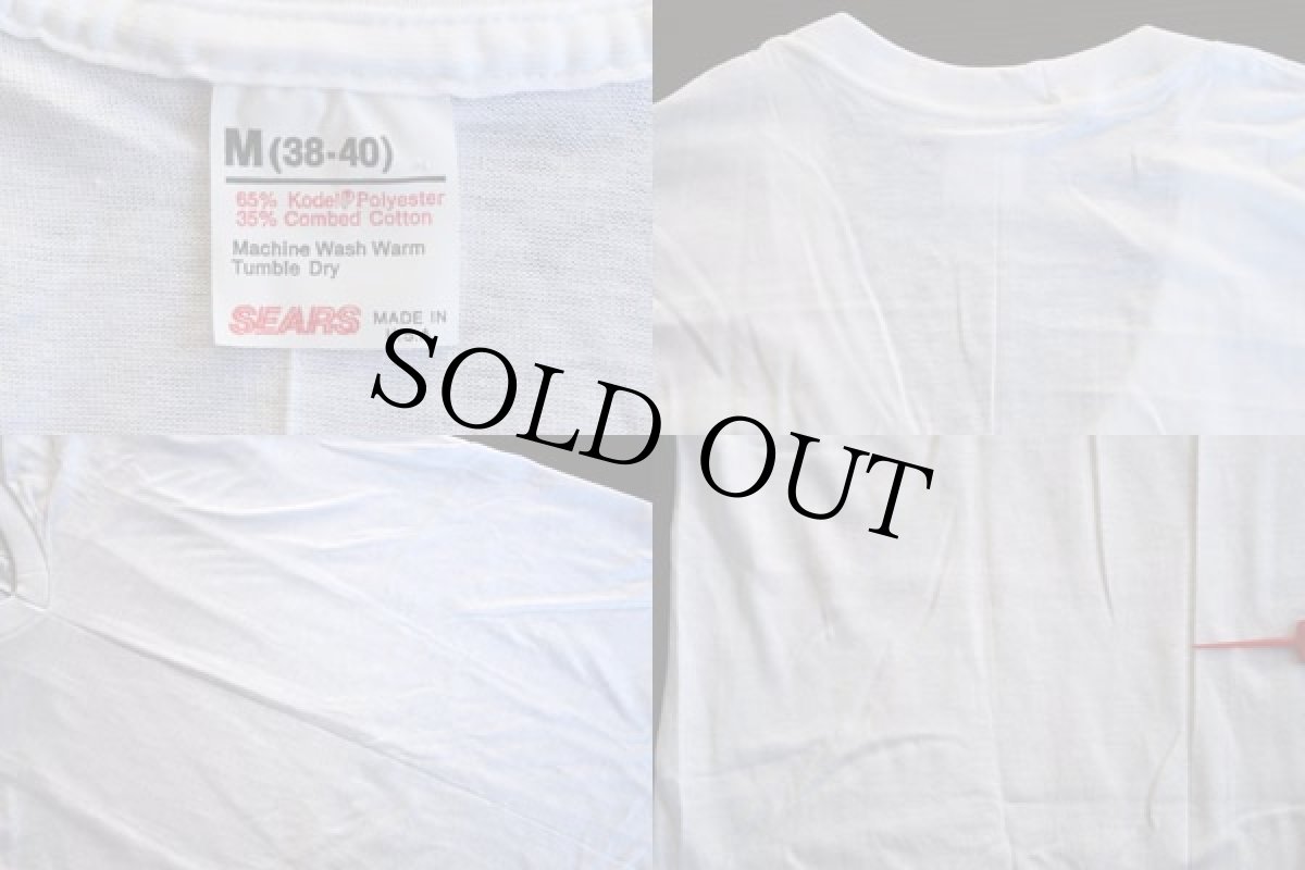 画像3: デッドストック★70s SEARS Vネック 無地 Tシャツ 白 M (3)