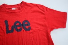 画像1: 80s USA製 Leeリー ロゴ プリントTシャツ 赤 L (1)