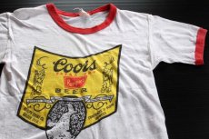 画像1: 70s USA製 Coors 染み込みプリント リンガーTシャツ (1)