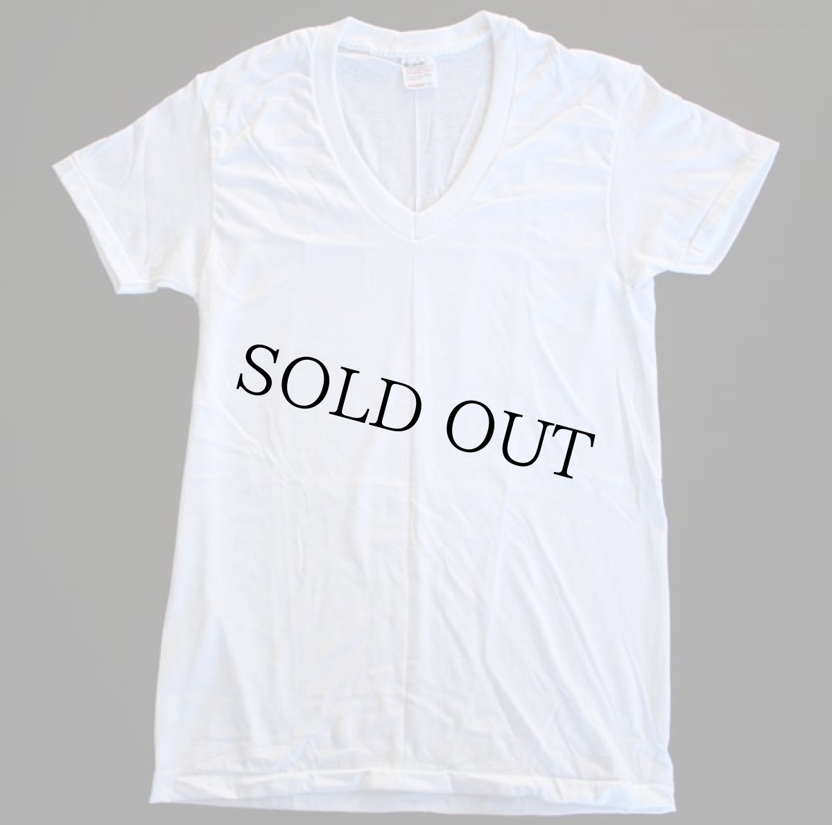 画像2: デッドストック★70s SEARS Vネック 無地 Tシャツ 白 M (2)
