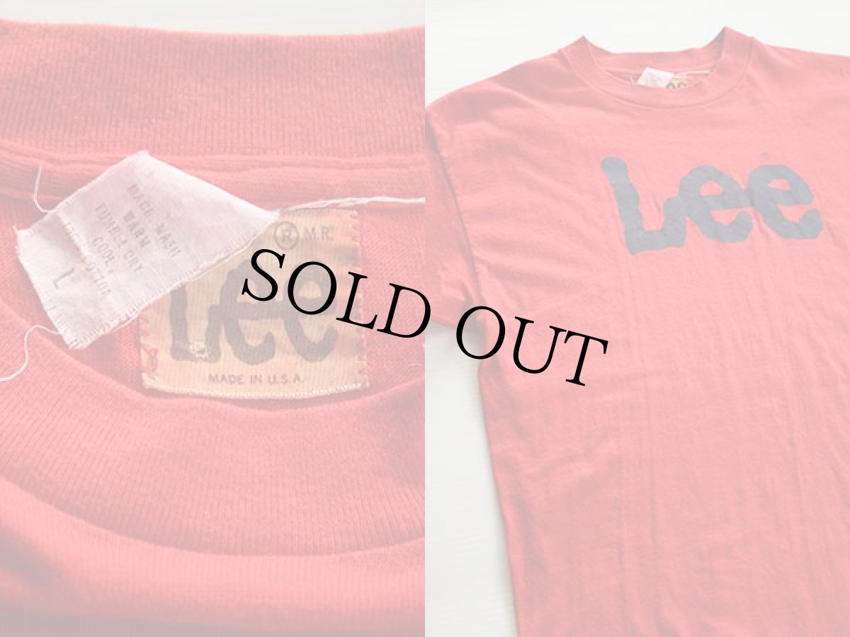 画像3: 80s USA製 Leeリー ロゴ プリントTシャツ 赤 L (3)