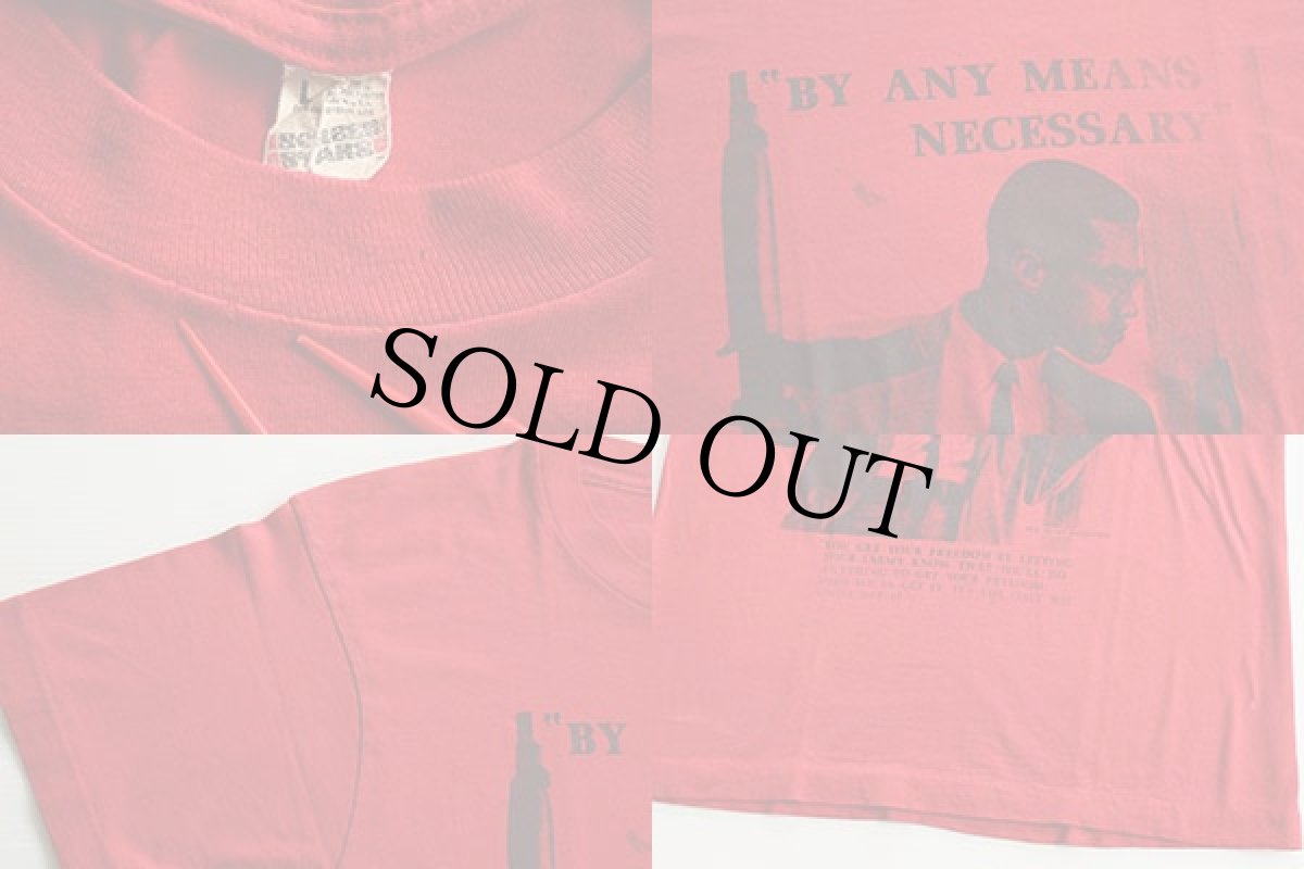 画像3: 80s USA製 BY ANY MEANS NECESSARY マルコムX Tシャツ 赤 L (3)