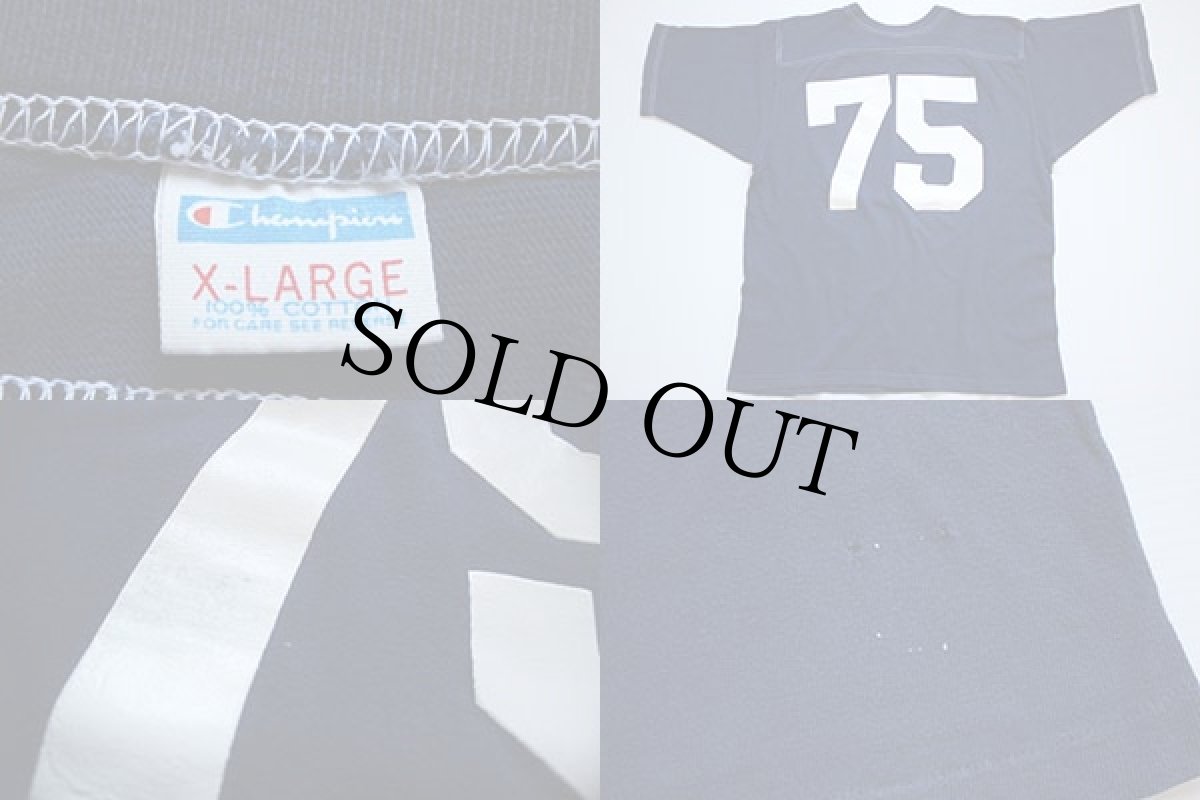 画像5: 70s USA製 Championチャンピオン 75 ナンバリング フットボールTシャツ 紺 XL (5)