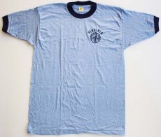 画像2: 70s USA製 Velva Sheen VIRGINIA 染み込みプリント リンガーTシャツ 杢ブルー XL (2)