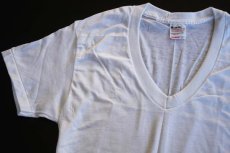 画像1: デッドストック★70s SEARS Vネック 無地 Tシャツ 白 M (1)