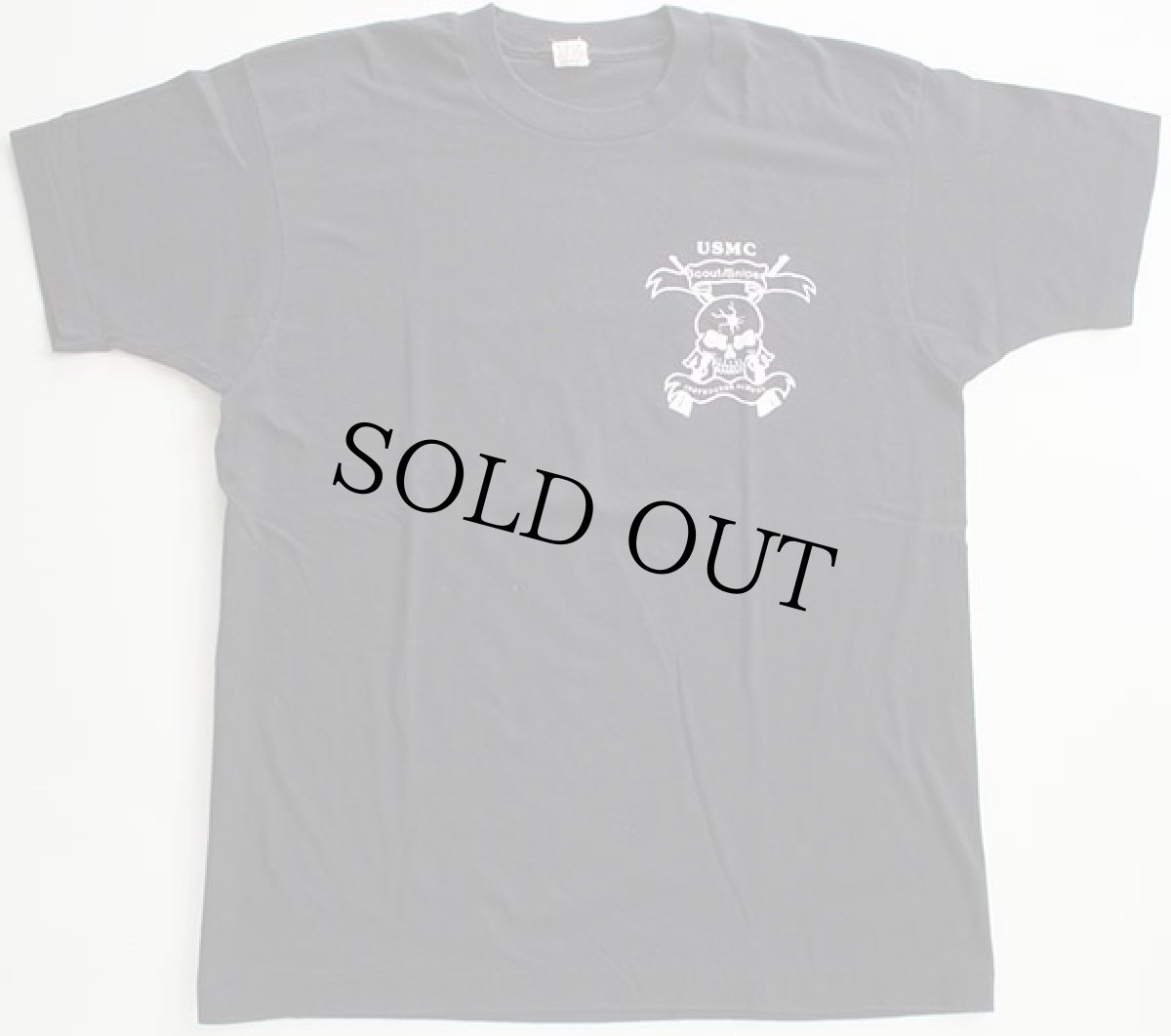画像2: 80s USA製 USMC スカル Tシャツ 黒 L (2)